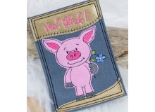 Stickdatei - Schwein mit Blume